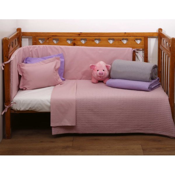 Κουβέρτα Κούνιας Πικέ 115x155 - AnnaRiska - Michelle - Blush Pink | Κουβερτούλες | DressingHome