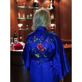 Ρόμπα Σατέν Μεταξωτή - Κιμονό Large - DressingHome - Τριαντάφυλλο - Μπλε | Κιμονό | DressingHome
