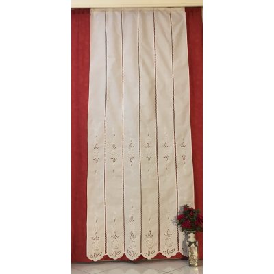 Κουρτίνα Έτοιμη λινή Κοφτή Κεντητή Χειροποίητη 108x240 - DressingHome - Κίμωλος