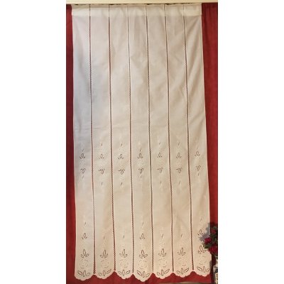 Κουρτίνα Έτοιμη λινή Κοφτή Κεντητή Χειροποίητη 126x240 - DressingHome - Κίμωλος