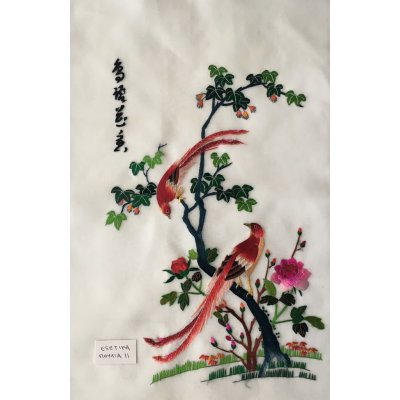 Πίνακας Διακοσμητικός χωρίς κορνίζα Μεταξωτός Κεντημένος Χειροποίητος 31x45 - DressingHome - Εξωτικά πουλιά - 11