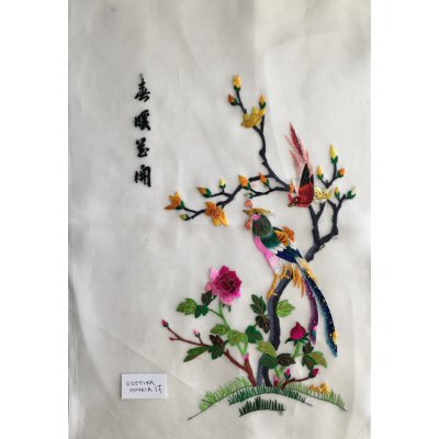 Πίνακας Διακοσμητικός χωρίς κορνίζα Μεταξωτός Κεντημένος Χειροποίητος 31x45 - DressingHome - Εξωτικά πουλιά - 17