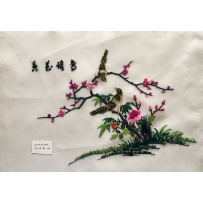 Πίνακας Διακοσμητικός χωρίς κορνίζα Μεταξωτός Κεντημένος Χειροποίητος 45x31 - DressingHome - Εξωτικά πουλιά - 14