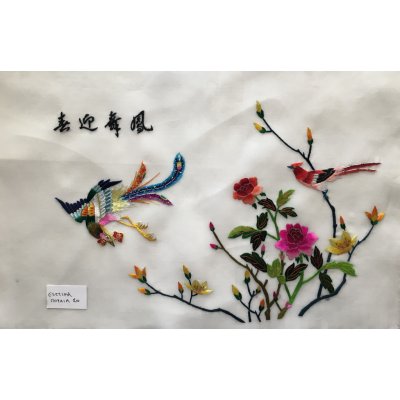 Πίνακας Διακοσμητικός χωρίς κορνίζα Μεταξωτός Κεντημένος Χειροποίητος 45x31 - DressingHome - Εξωτικά πουλιά - 20